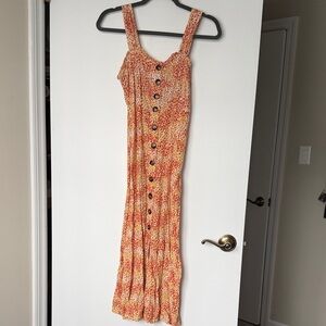 Japna Vibrant Orange Floral Maxi Dress